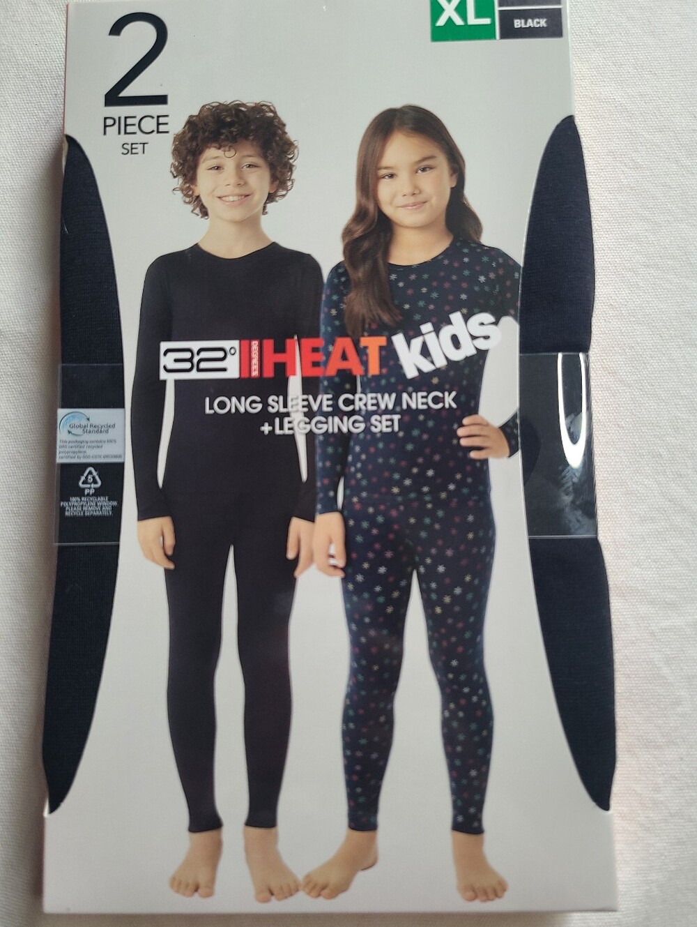 32 Degrees Kids Black & Multicolor Dot Long Sleeve Crew Neck + Legging Set